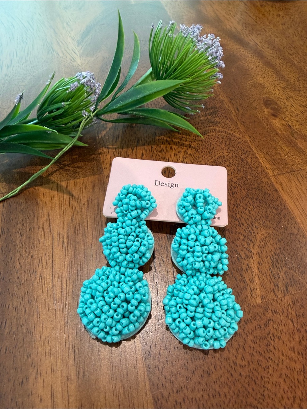 Turquoise Triple-Drop Beaded Earrings Lightweight